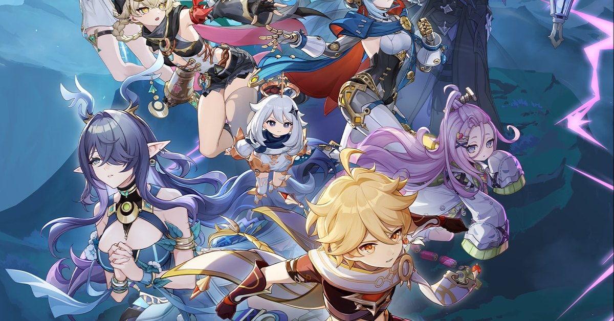 Genshin Impact characters gathered in an official key-art scene