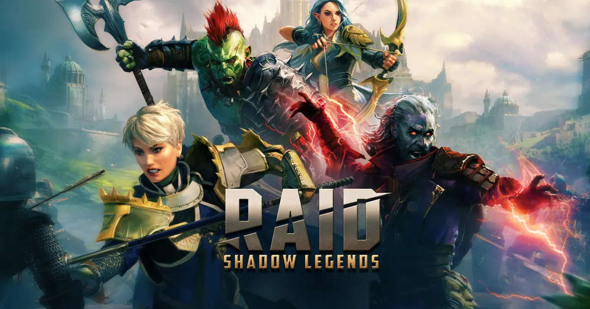 Official Raid: Shadow Legends key art with fantasy champions