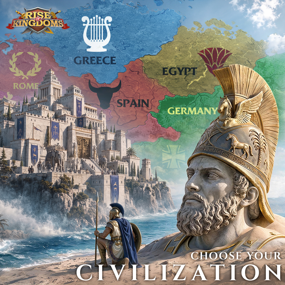 Rise of Kingdoms coastal civilization map artwork